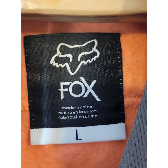 Fox Warm Up Track Jacket Size Large Women's Orange Gray Full Zip Thumb Holes - Picture 6 of 6